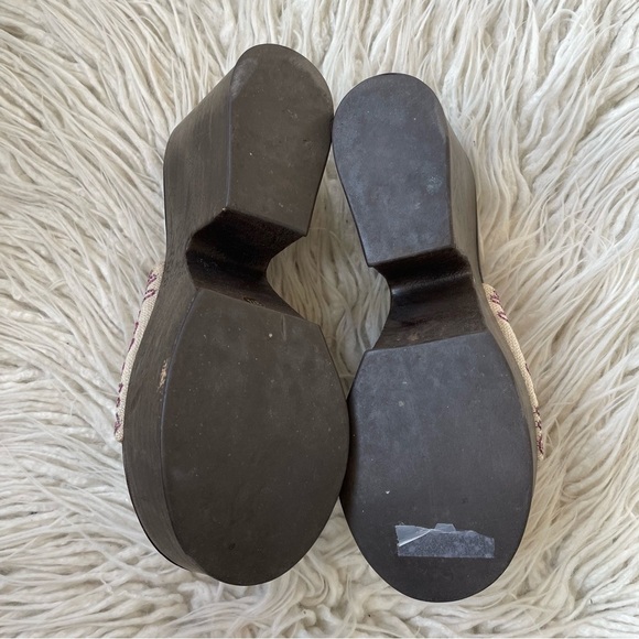 Giuseppe Zanotti Beige Canvas Embroidered Chunky Platform Sandal Slides Sz 37.5 - Picture 11 of 12